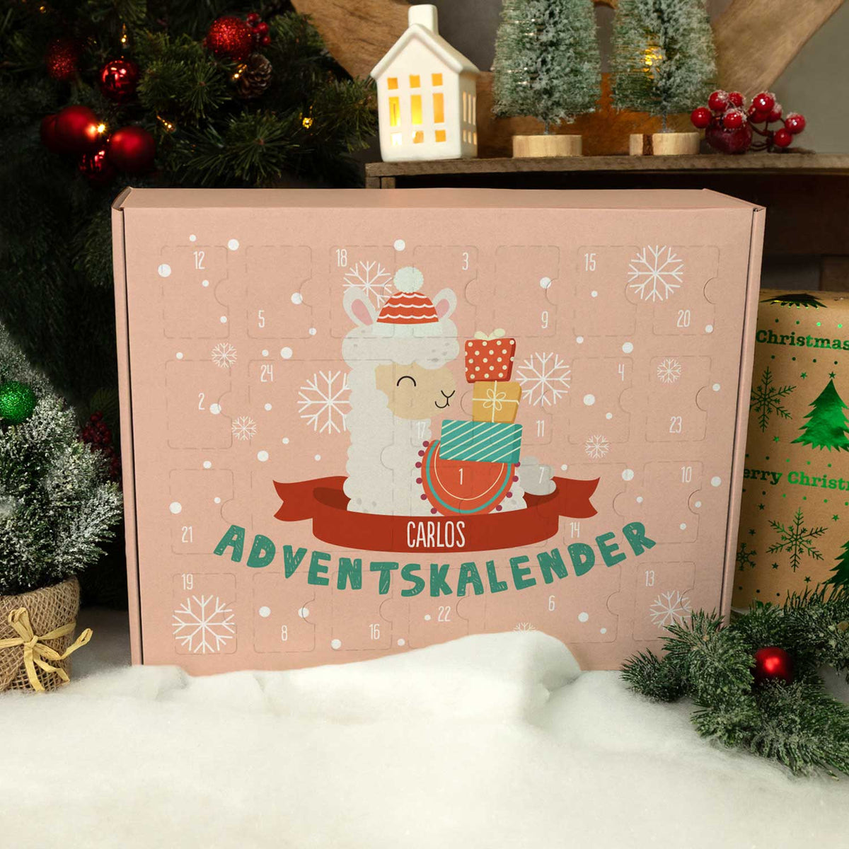 Gepersonaliseerde DIY-adventskalender „Kerstdieren“ – om zelf te vullen