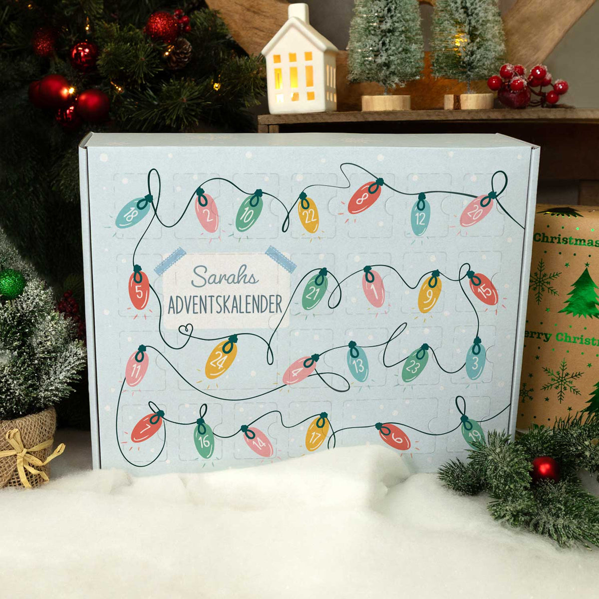 Personalisierter DIY-Adventskalender Lichterkette zum Befüllen