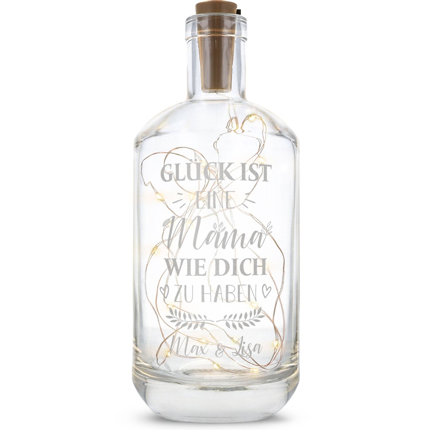 LED-Flaschenlicht „Glück ist eine Mama wie dich zu haben“ – Hauptansicht