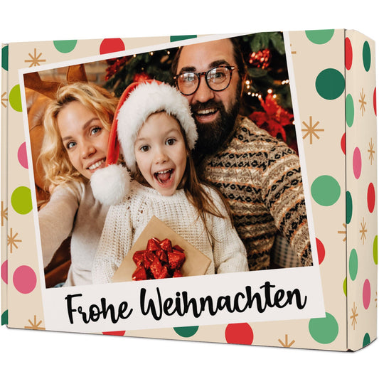 Boîte cadeau Photo rétro personnalisée multicolore – vue de face