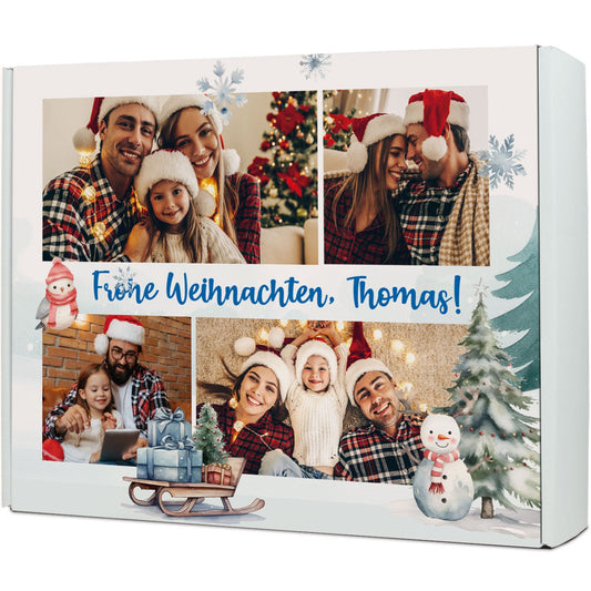 Boîte cadeau personnalisée avec 4 photos – vue de face
