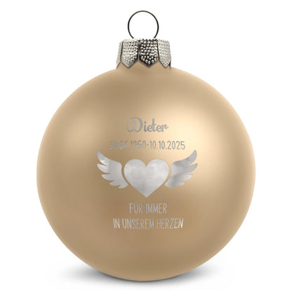 Weihnachtskugel Flügelherz – Beige matt