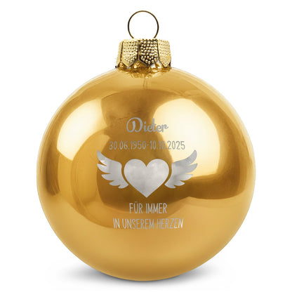Weihnachtskugel Flügelherz – Gold glänzend