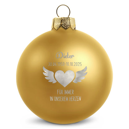 Weihnachtskugel Flügelherz – Gold matt