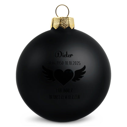 Weihnachtskugel Flügelherz – Schwarz matt