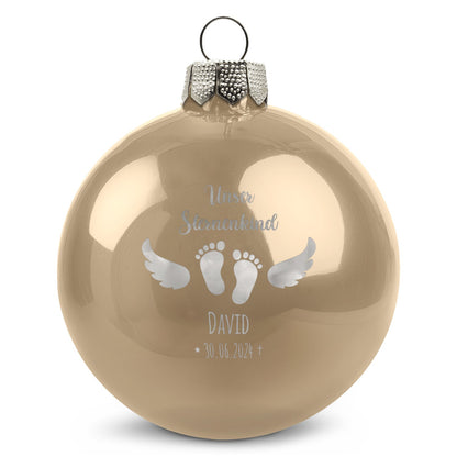 Weihnachtskugel Sternenkind – Beige glänzend