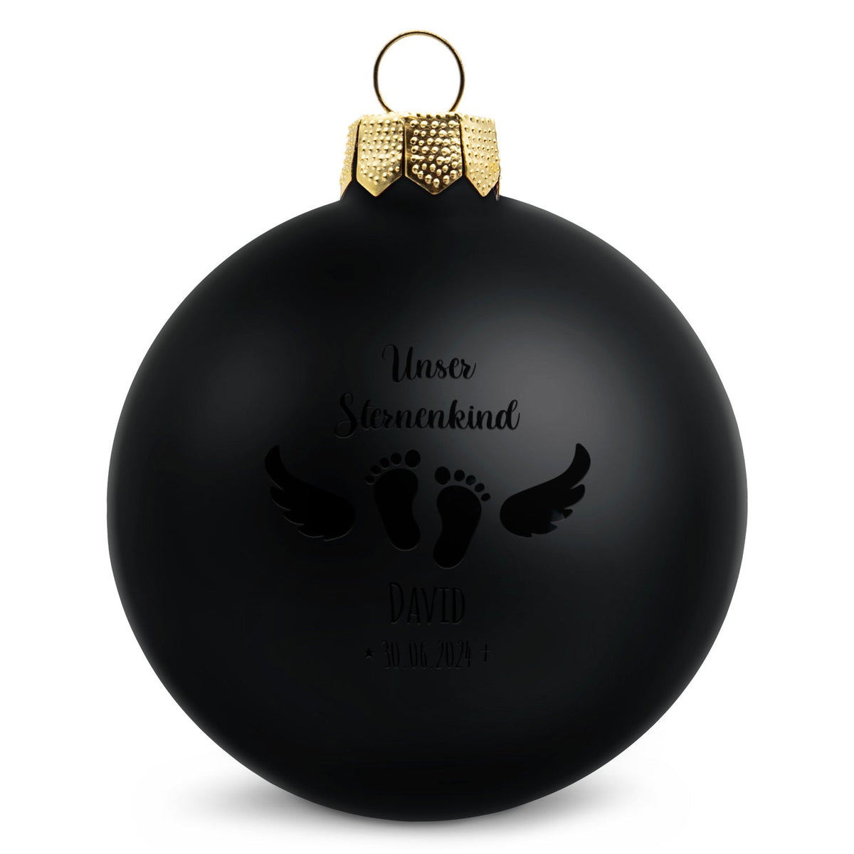 Weihnachtskugel Sternenkind – Schwarz matt