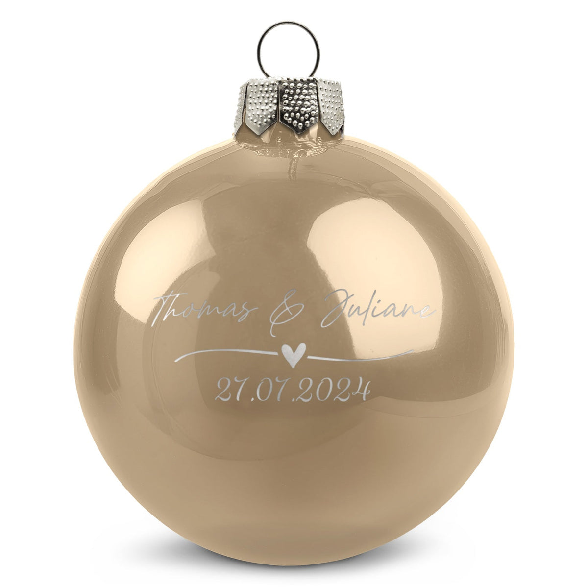 Weihnachtskugel Wedding Love – Beige glänzend