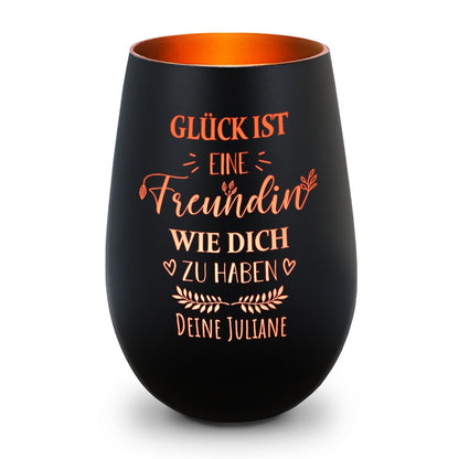 Personalisiertes Windlicht „Glück ist eine Freundin wie dich zu haben“ – Hauptansicht
