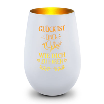 Windlicht „Glück ist einen Opa wie dich zu haben“ – weitere Detailansicht