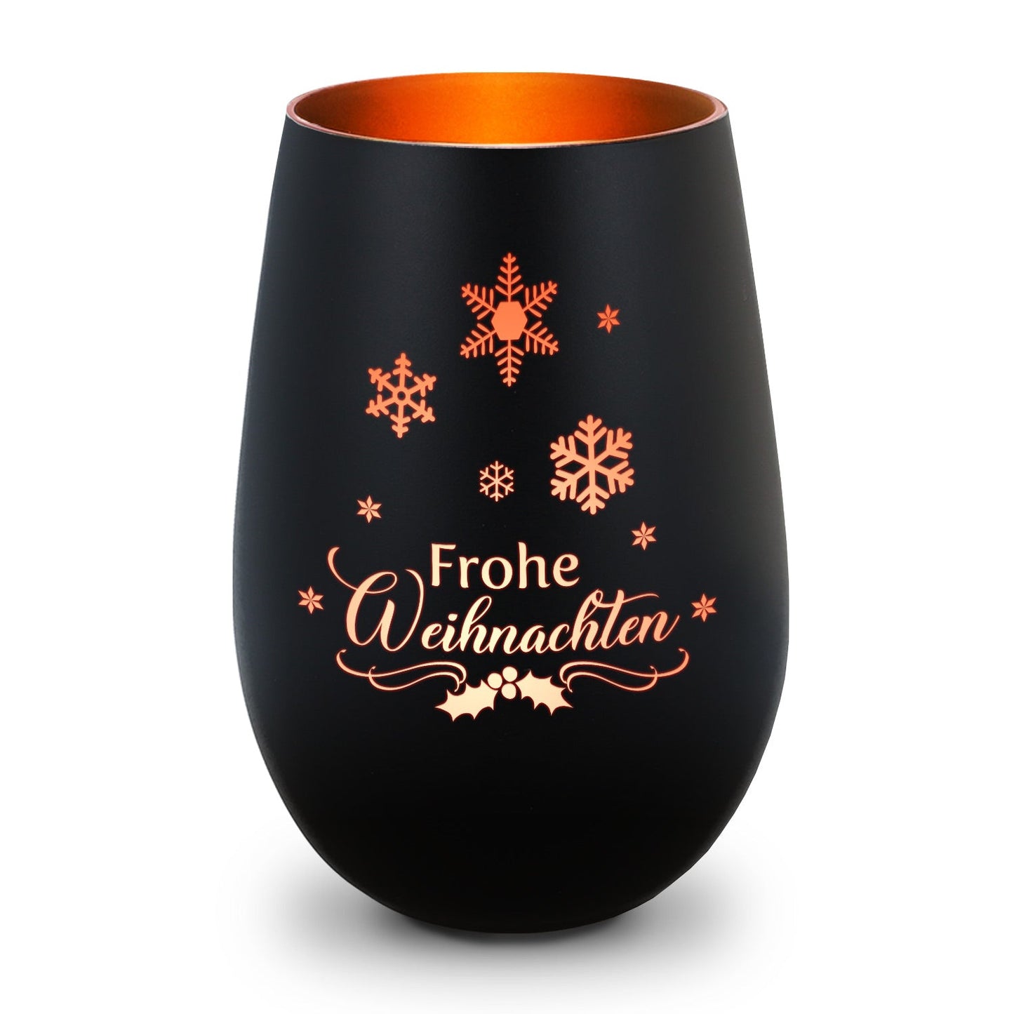 Windlicht Frohe Weihnachten Schneeflocke in dekorativer Ansicht