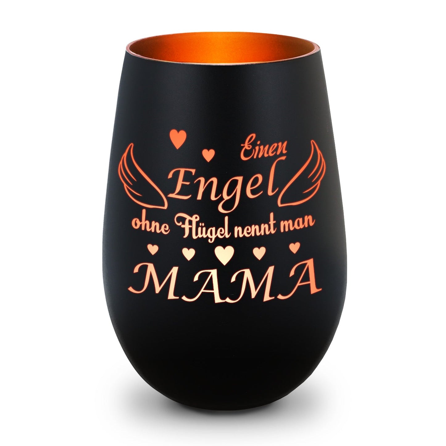 Windlicht „Einen Engel ohne Flügel nennt man Mama“ – Gravurdetail