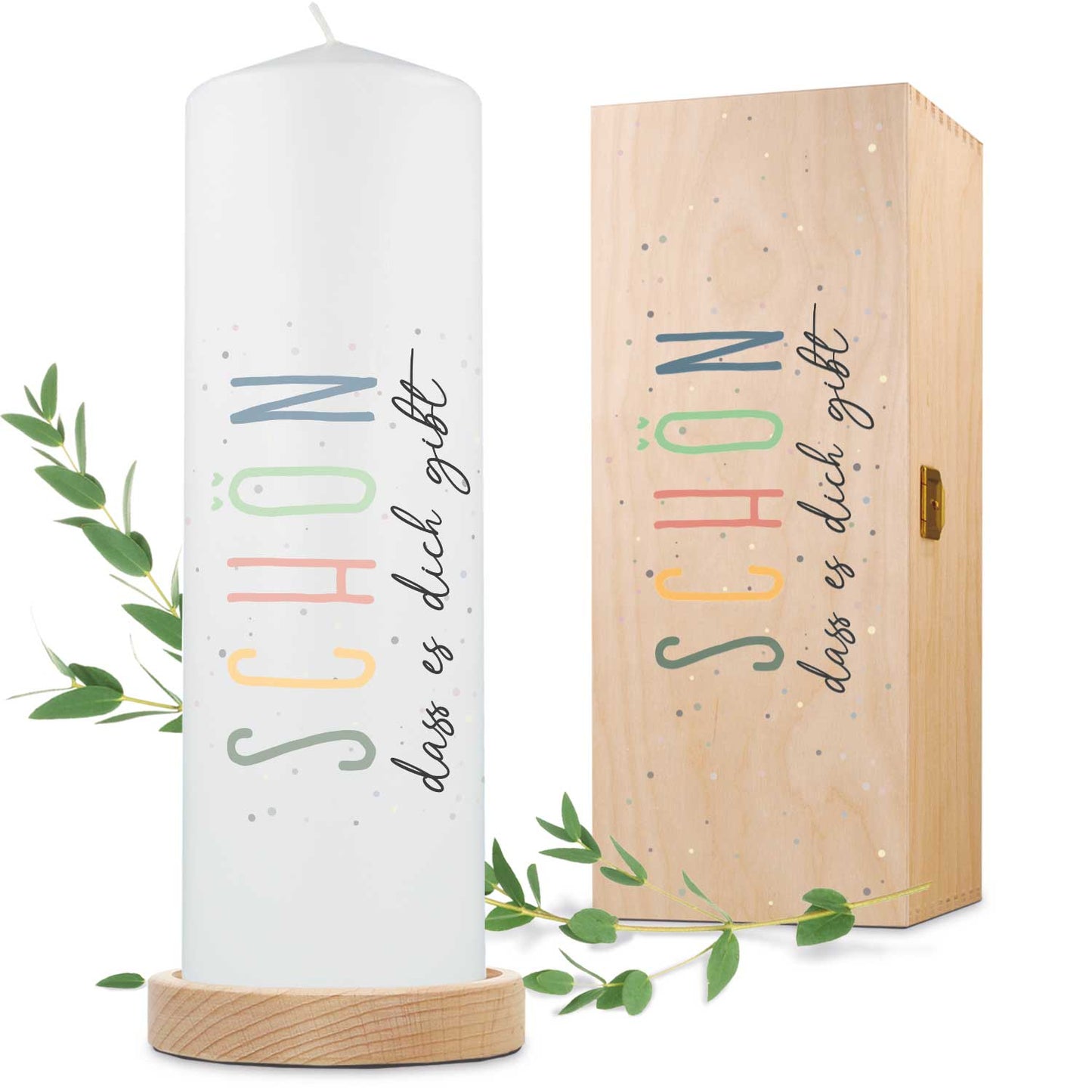 Geschenkkerze „Schön, dass es dich gibt“ – 25 cm