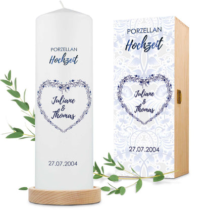Hochzeitskerze „Porzellanhochzeit“ – weitere Produktansicht