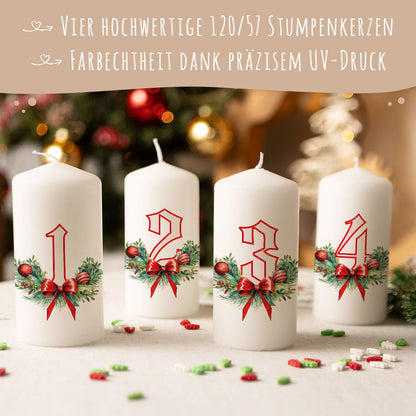Adventskerzen „Floral“ – 4er-Set für den Adventskranz