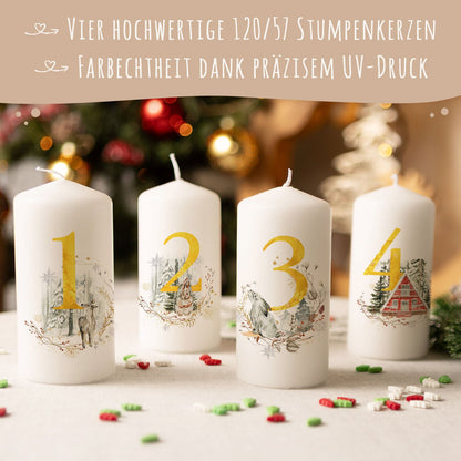 Adventskerzen „Goldziffern“ – 4er-Set für den Advent