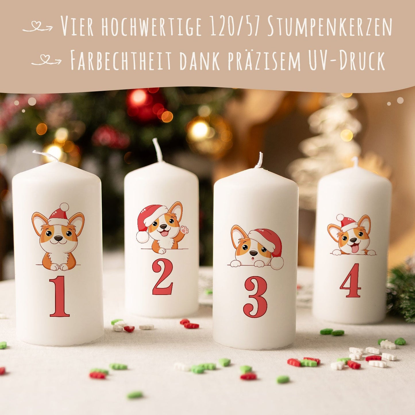 Adventskerzen „Hunde“ – 4er-Set für Hundefans