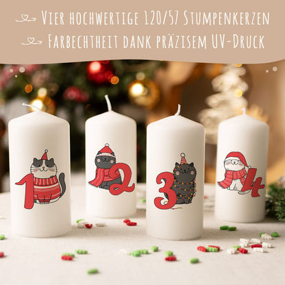Adventskerzen „Katzen“ – 4er-Set für Katzenfans