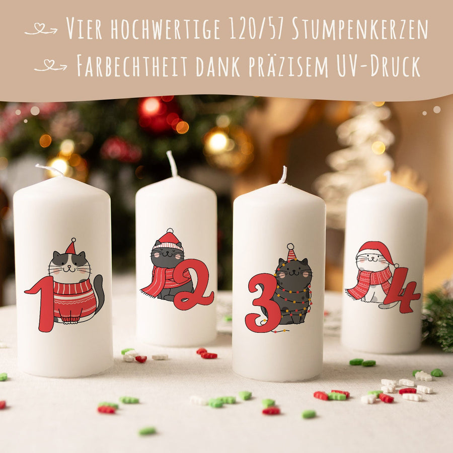 Adventskerzen „Katzen“ – 4er-Set für Katzenfans