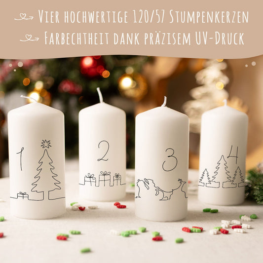 Adventskerzen „Linie“ – minimalistisches 4er-Set