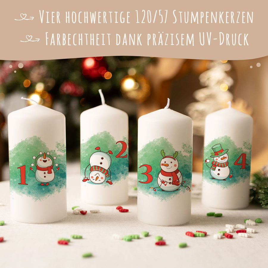 Adventskerzen „Schneemann“ – 4er-Set
