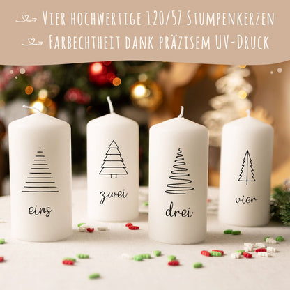Adventskerzen „Tannenbäume“ – 4er-Set
