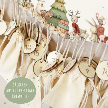 Personalisierter Holz-Adventskalender „Festvorbereitung“ – mit Name