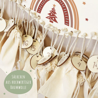 Personalisierter Holz-Adventskalender „Regenbogen“ – mit Name