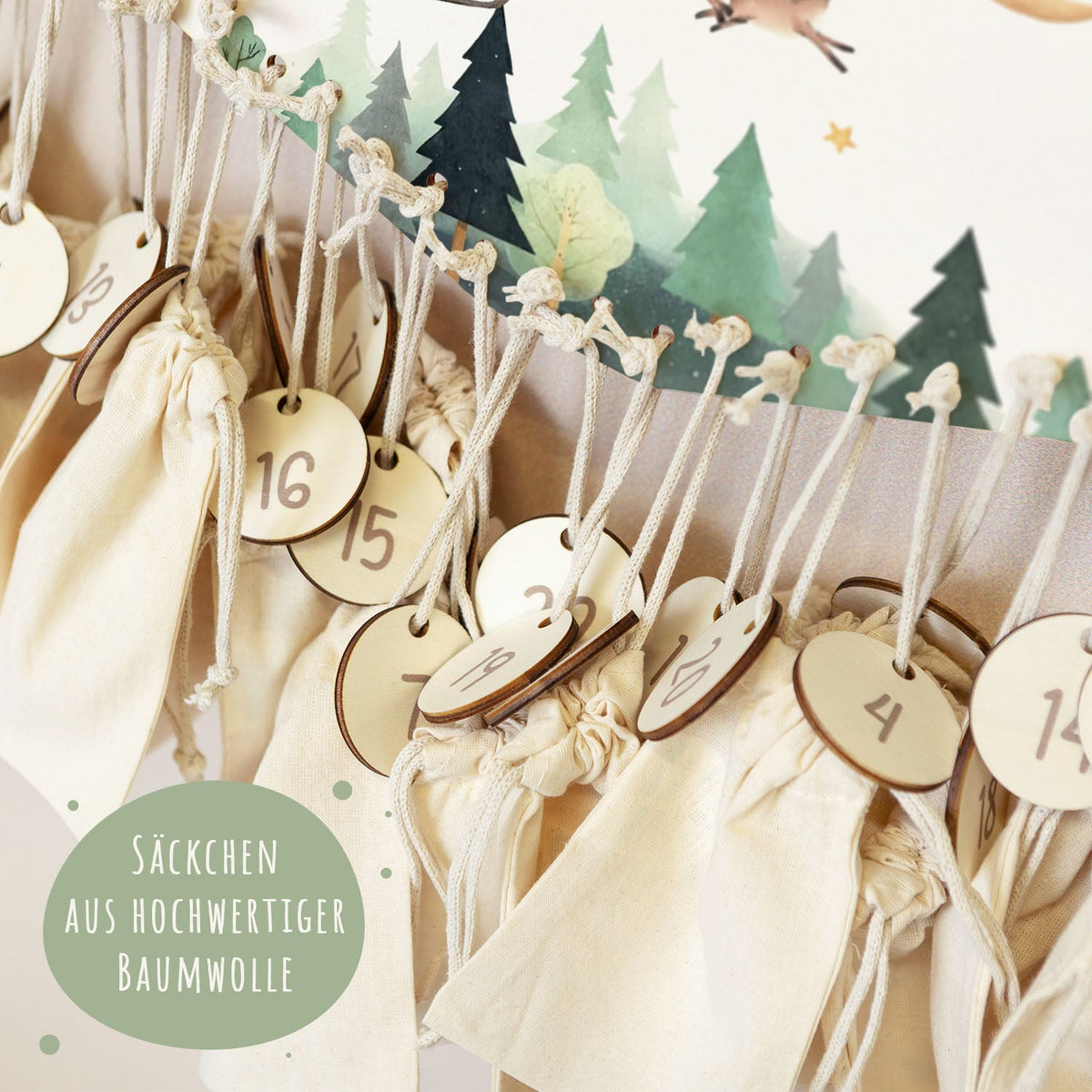 Gepersonaliseerde houten adventskalender „Slee“ – met naam
