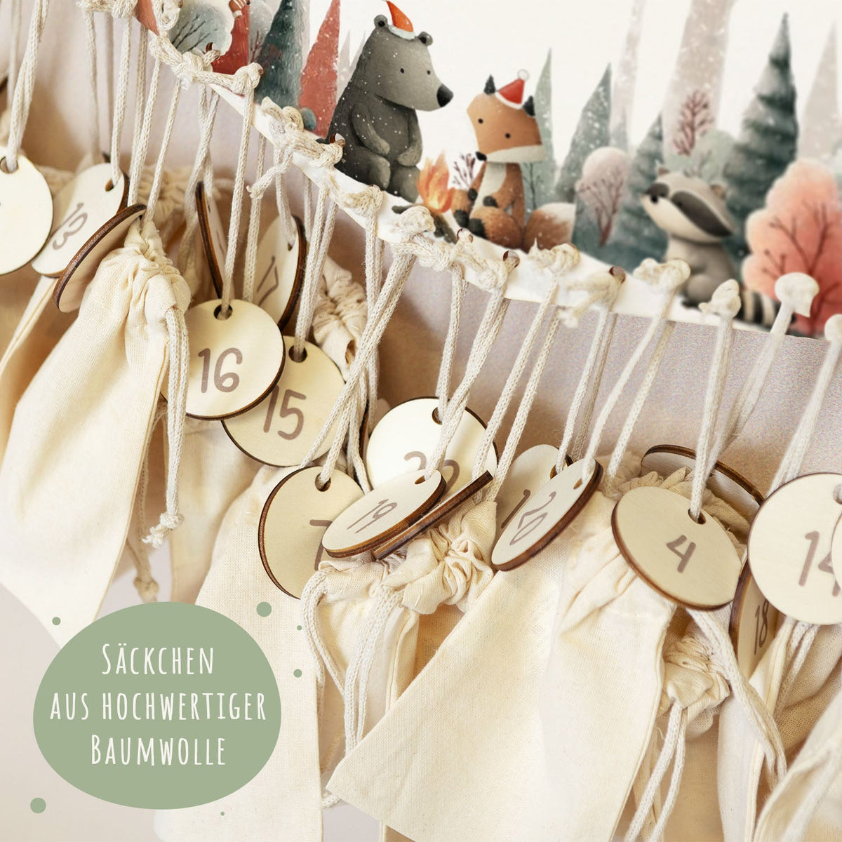 Personalisierter Holz-Adventskalender „Winterwald“ – mit Name