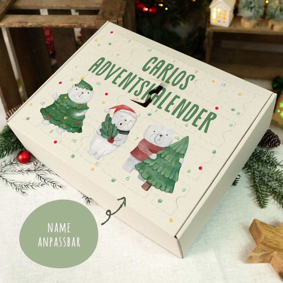 Personalisierter DIY-Adventskalender „Eisbären“ – zum Befüllen