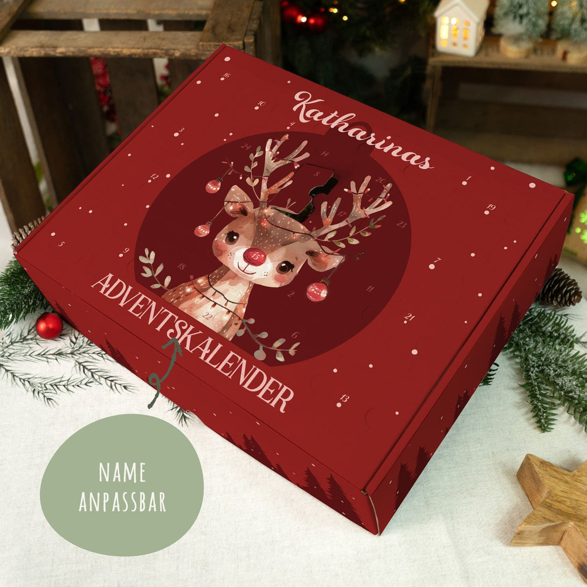 Personalisierter DIY-Adventskalender „Rentier“ – zum Befüllen