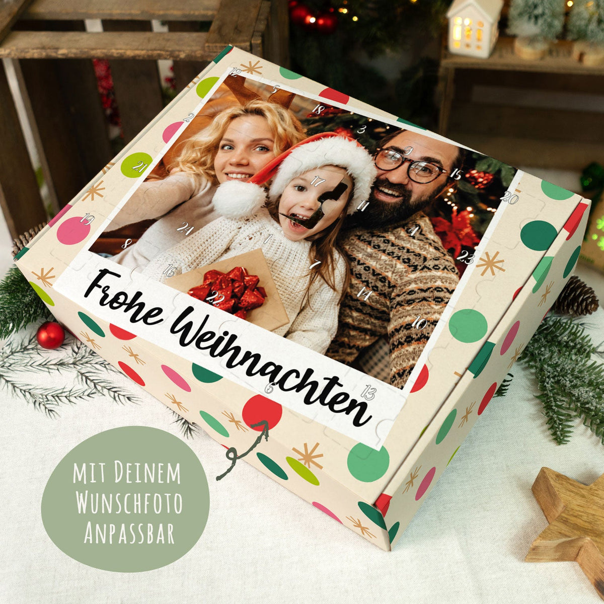 Personalisierter Foto-Adventskalender „Retro“ – zum Befüllen