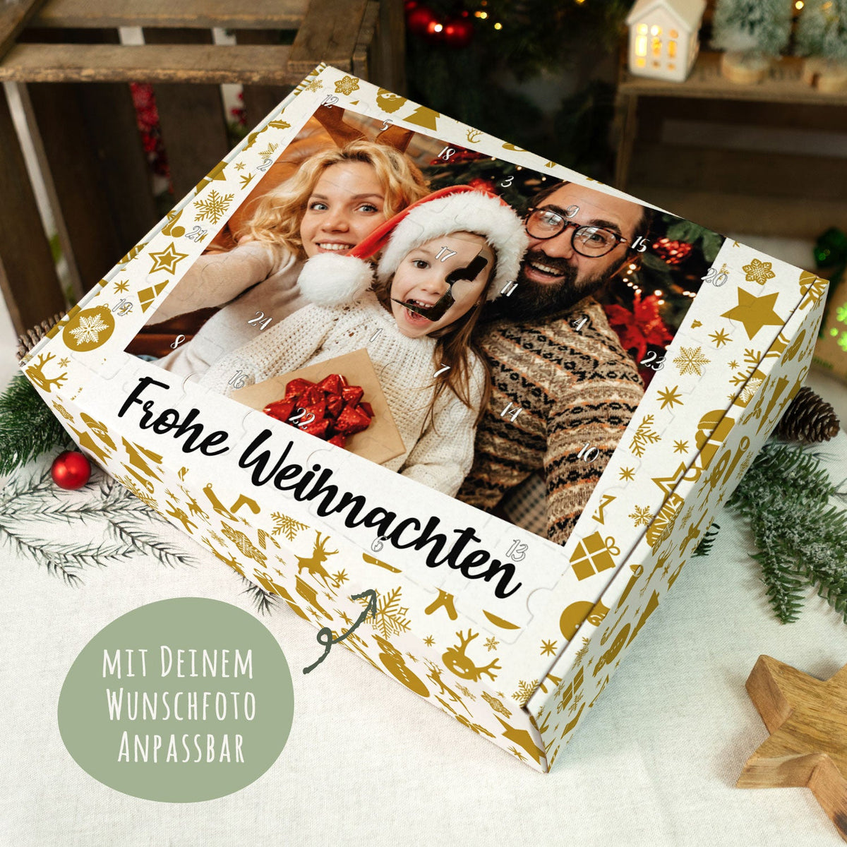 Personalisierter Foto-Adventskalender „Retro“ – zum Befüllen