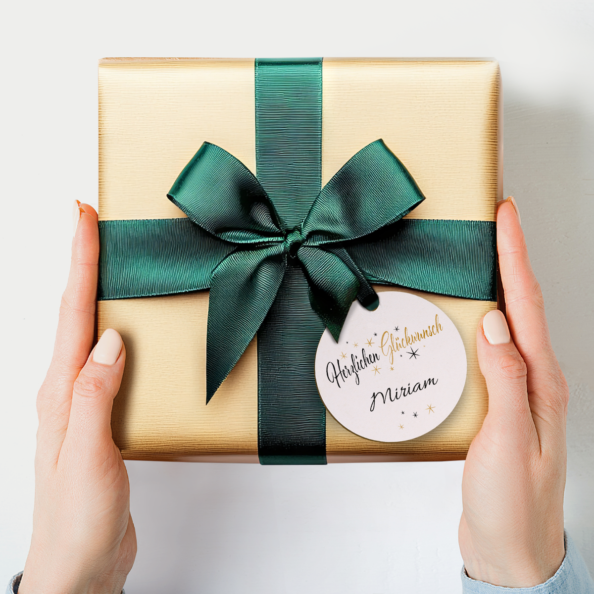 Personalisierter Holz-Geschenkanhänger Herzlichen Glückwunsch
