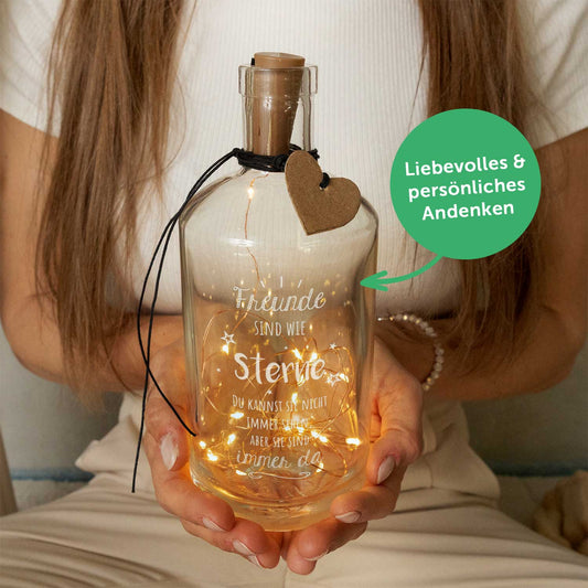 LED-Flaschenlicht „Freunde sind wie Sterne“ – weitere Produktansicht