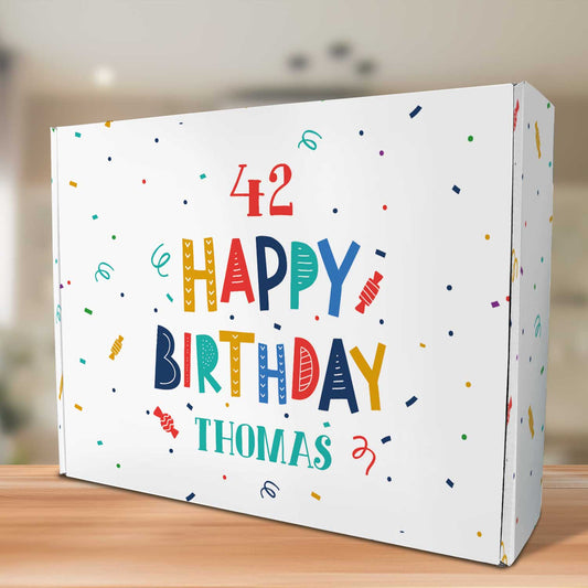 Boîte cadeau Confettis avec texte personnalisé – vue en perspective