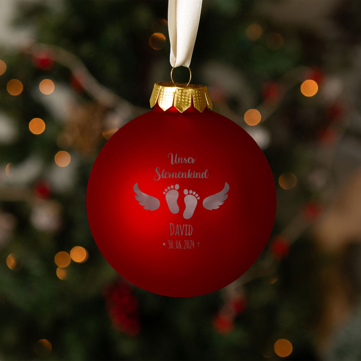 Personalisierte Sternenkind Weihnachtskugel aus Glas