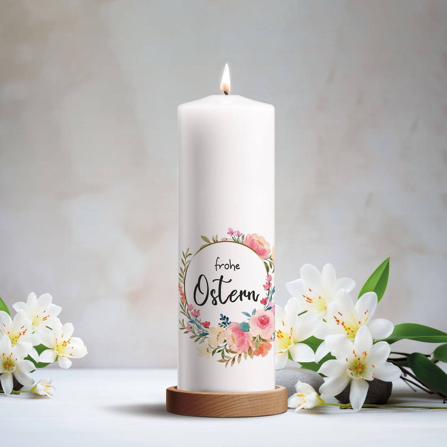 Osterkerze Blumenkranz – zweite Produktansicht