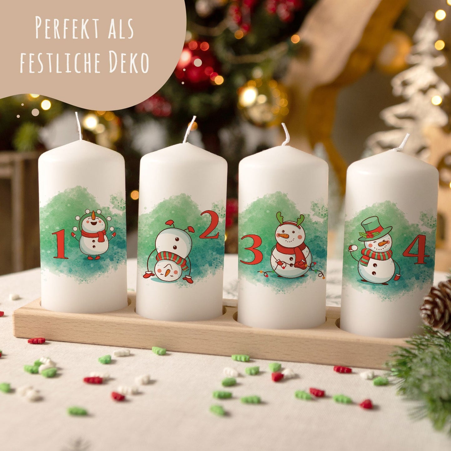 Adventskerzen „Schneemann“ – 4er-Set