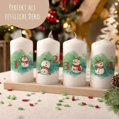 Adventskerzen „Schneemann“ – 4er-Set