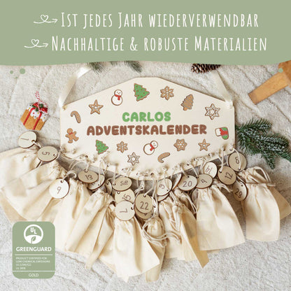 Personalisierter Holz-Adventskalender „Lebkuchen“ – mit Name