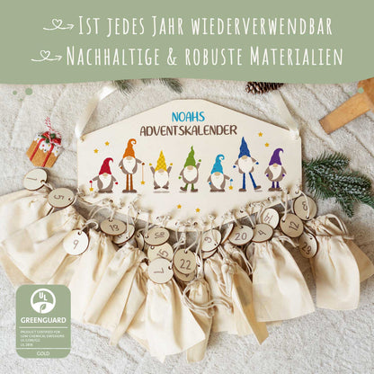 Gepersonaliseerde houten adventskalender „Kerstelf“ – met naam