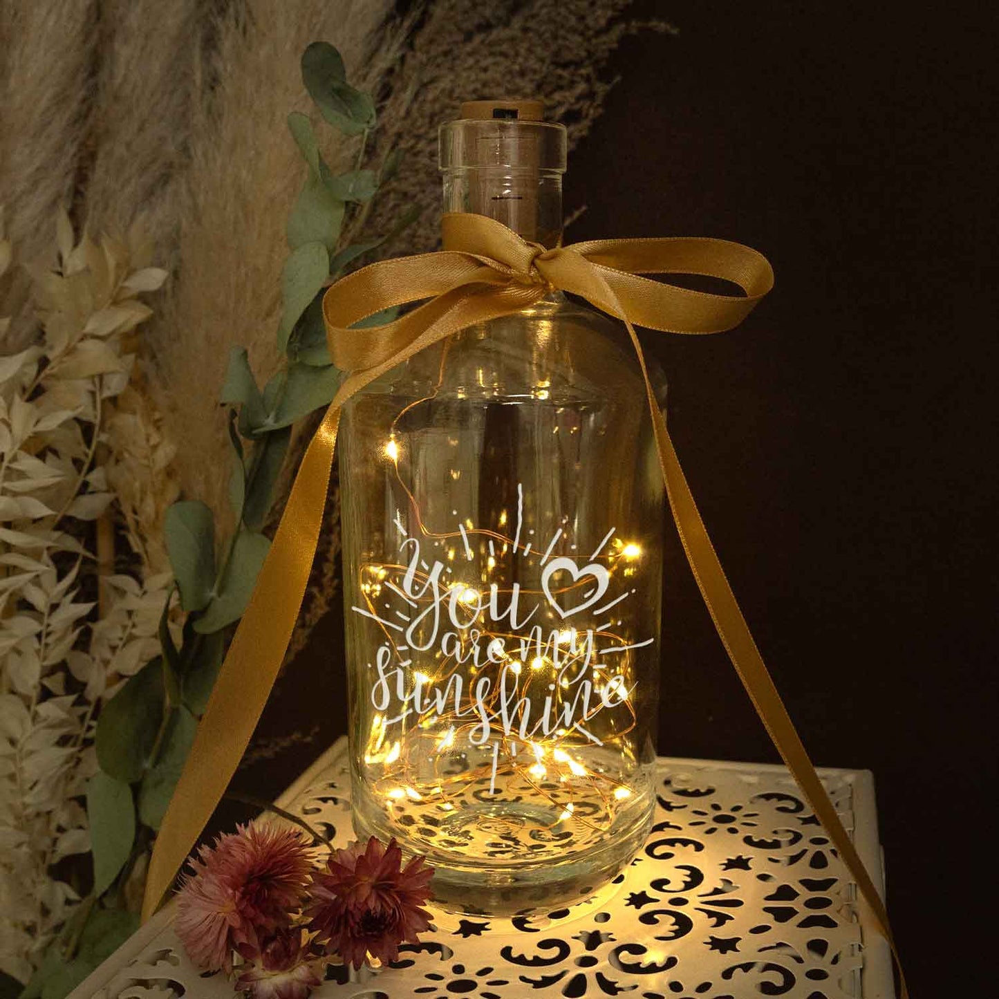 LED-Flaschenlicht „You are my sunshine“ – Motivdetail