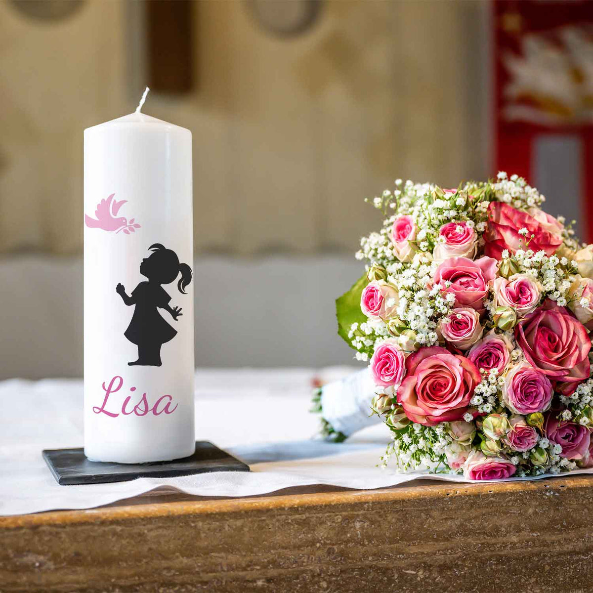 Kinder-Gedenkkerze Baby Silhouette in Blau oder Rosa