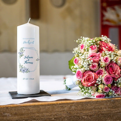 Personalisierte Hochzeitskerze „Diamanthochzeit“ – Hauptansicht