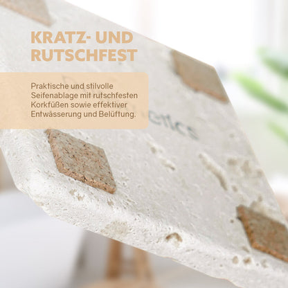 Travertin-Seifenablage im Badezimmer mit fester Seife