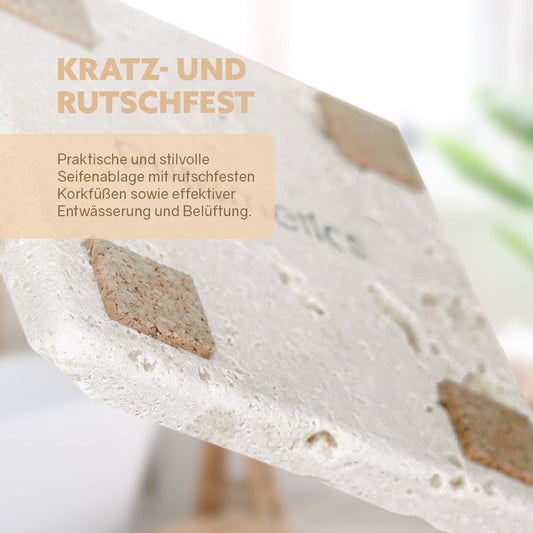 Travertin-Seifenablage im Badezimmer mit fester Seife