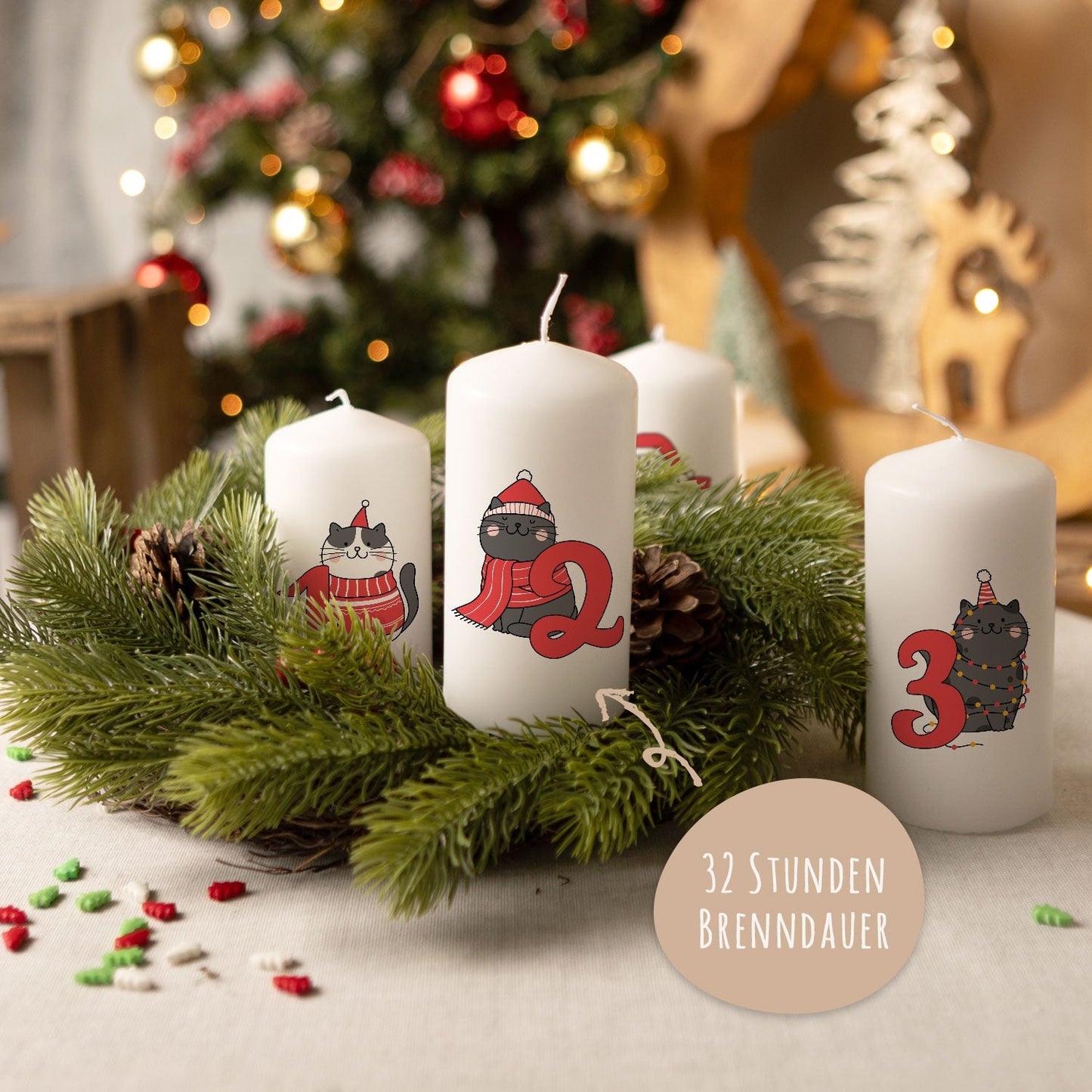 Adventskerzen „Katzen“ – 4er-Set für Katzenfans