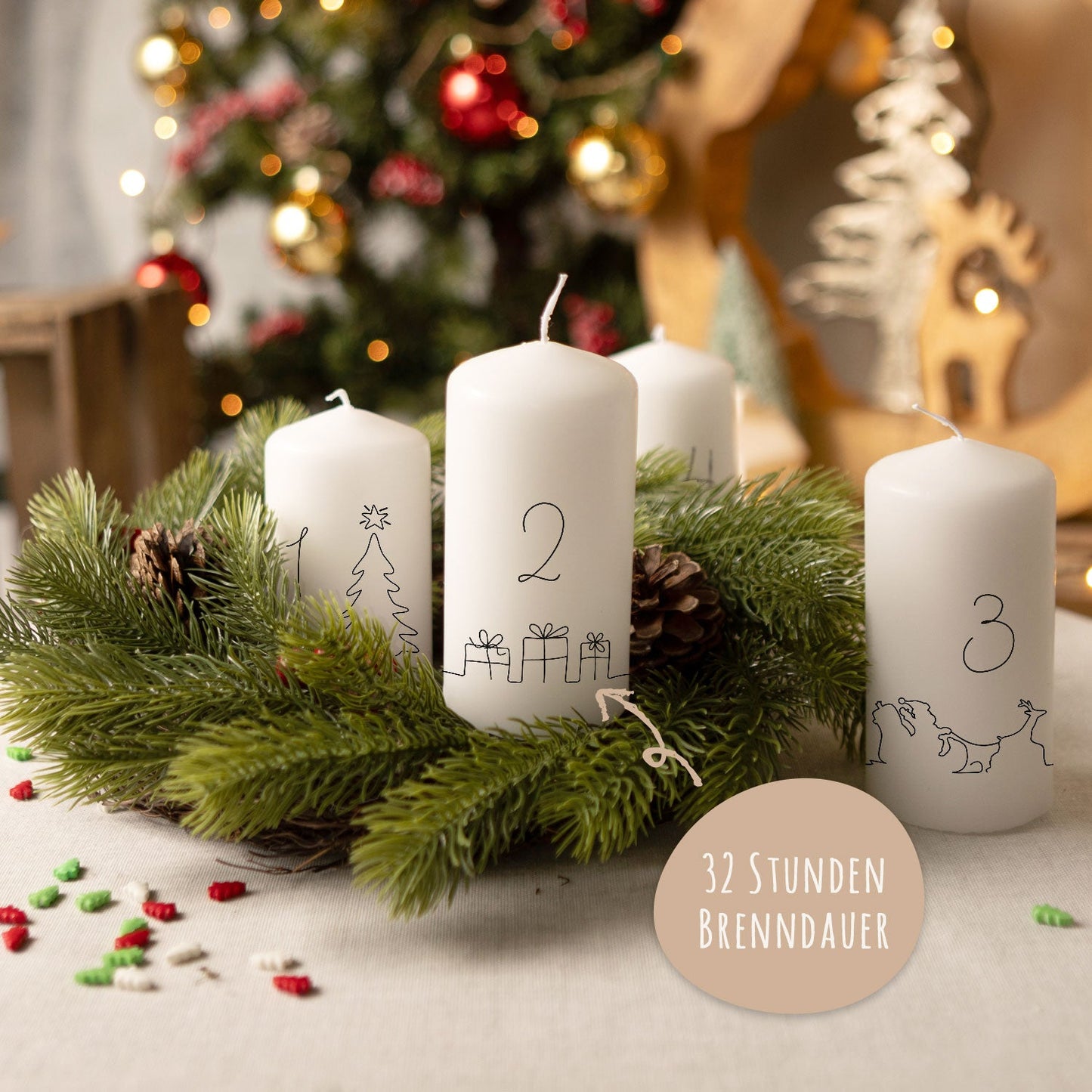 Adventskerzen „Linie“ – minimalistisches 4er-Set